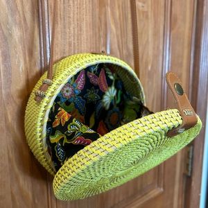 Yellow Wicker Purse / Crossbody Bag - Like NEW